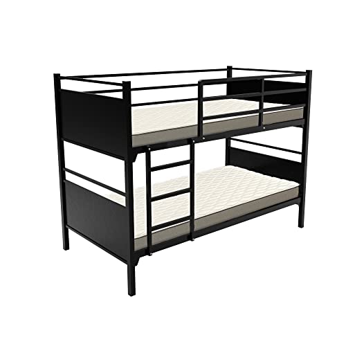 Treaton, 5" Medium High Density Foam Mattress with Heavy Duty Metal Bunk Bed, 30-Inch, Black