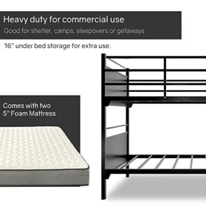 Treaton, 5" Medium High Density Foam Mattress with Heavy Duty Metal Bunk Bed, 30-Inch, Black