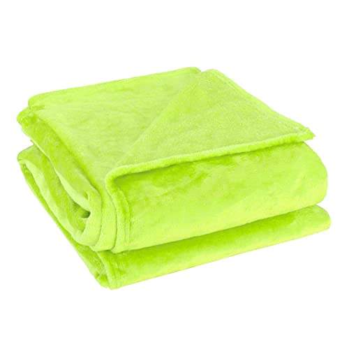 uxcell Flannel Fleece Blanket Twin Size - Soft Lightweight Plush Microfiber Bed Blanket for Sofa or Couch, Machine Washable Blankets Fleeces, Chartreuse 60x78 Inch