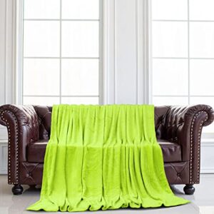 uxcell Flannel Fleece Blanket Twin Size - Soft Lightweight Plush Microfiber Bed Blanket for Sofa or Couch, Machine Washable Blankets Fleeces, Chartreuse 60x78 Inch