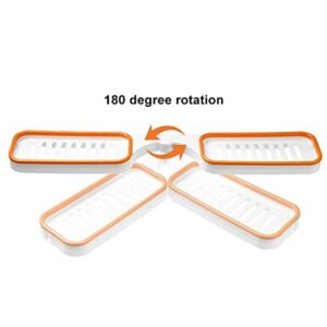 Bathroom Corner Punch-Free Rack, bathroom shampoo holder with Suction Cup shower storage suction cup bathroom corner punch-free rack,180 Degree Rotating,Strong Load-Bearing, Drain Hole Design (Orange)