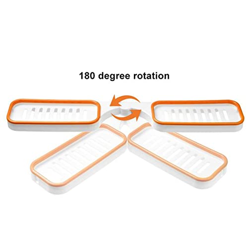 Bathroom Corner Punch-Free Rack, bathroom shampoo holder with Suction Cup shower storage suction cup bathroom corner punch-free rack,180 Degree Rotating,Strong Load-Bearing, Drain Hole Design (Orange)