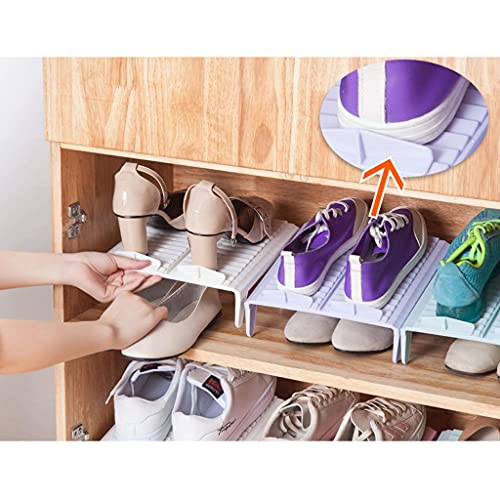 HTLLT Practical and Convenient Shoe Slots Organizer Adjustable Shoe Racks Space Saver Shoe Holder 6/10 Piece Set,Green,10 Piece Set