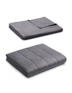 ynm weighted blanket with cotton duvet bundle | 60''x80'' 25lbs, queen size bed, suit for one person(~240lbs) | dark grey