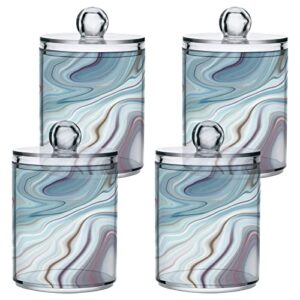 xigua 2 Pack Qtip Holder Dispenser Marble Texture 10 Oz Bathroom Organizer with Lids Storage Canister for Cotton Ball,Cotton Swab,Cotton Round Pads,Floss