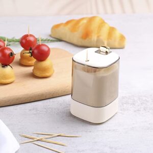 Toothpick Holder Dispenser——2pcs Pop-Up Automatic Toothpick Dispensers with 1,000 Toothpicks for Home Livingroom Kitchen Restaurant, Thickening Toothpicks Container, Novelty Sturdy Secure Toothpick Storage Box (A-WHITE*2)