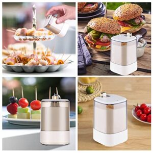 Toothpick Holder Dispenser——2pcs Pop-Up Automatic Toothpick Dispensers with 1,000 Toothpicks for Home Livingroom Kitchen Restaurant, Thickening Toothpicks Container, Novelty Sturdy Secure Toothpick Storage Box (A-WHITE*2)