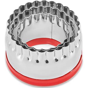 3pcs fluted round cookie cutters 2" 2.6" 3", heavy duty food-grade stainless steel, biscuit cutter, mini cookie cutters, cookie cutters for baking, unique design with protective red top pvc