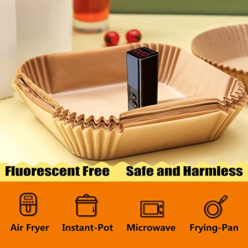 Air Fryer Disposable Paper Liner Square, 10 Inch Large Air Fryer Paper Liner 100PCS, Non-stick Parchment Paper Pads Oil Resistant, Waterproof, Food Grade Baking Paper for Roasting Microwave