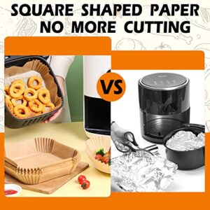 Air Fryer Disposable Paper Liner Square, 10 Inch Large Air Fryer Paper Liner 100PCS, Non-stick Parchment Paper Pads Oil Resistant, Waterproof, Food Grade Baking Paper for Roasting Microwave