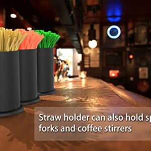 MyLifeUNIT Straw Holder Dispenser, Stainless Steel Kitchen Utensil Organizer 6.7" x 4.9", Black