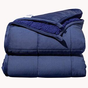 argstar sherpa fleece weighted blanket for adults 15 lbs on queen bed, soft cozy fuzzy heavy blankets with premium glass beads, 60"x80", navy.