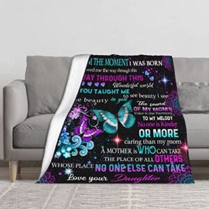 gifts for mom, throw blanket to my mom from daughter ,blanket flannel blankets comfortable couch ultra soft plush bed warm blanket for adults 60x50 inch （mom）