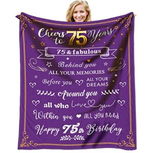 vxdrzgt 75th birthday gifts for women blanket - 75 birthday gifts for mom or grandma - 1948 birthday gifts for women - gifts for 75 year old woman - cozy & soft flannel throw blanket 60 x 50 inch