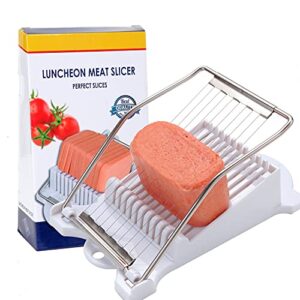 slicer,multipurpose luncheon meat slicer,stainless steel wire egg slicer,cuts 10 slices for fruit,onions,soft food and ham (white)