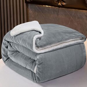 lianlam sherpa fleece blanket twin size dual sided blanket super soft and warm fuzzy plush cozy luxury bed blankets microfiber (grey, twin(65"x90"))