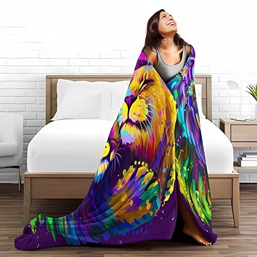 Zhung Ree Flannel Fleece Throw Blanket Lion Embraces Lioness Microfiber Durable Couch Blankets Home Decor Perfect for Bed and Sofa Super Soft Warm Blankets for All Season（60"x 50"）