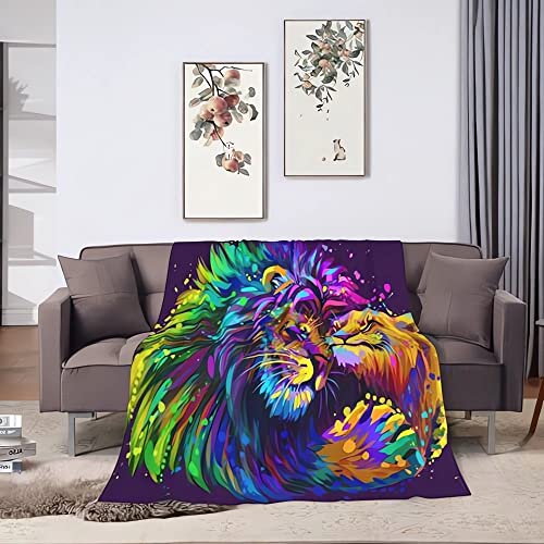 Zhung Ree Flannel Fleece Throw Blanket Lion Embraces Lioness Microfiber Durable Couch Blankets Home Decor Perfect for Bed and Sofa Super Soft Warm Blankets for All Season（60"x 50"）