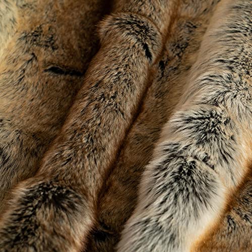 BATTILO HOME Brown Faux Fur Throw Blanket for Bed, Large Fall Fur Blanket Twin Size 60 x 80 Inches Super Soft Fuzzy Thick Warm Fur Throw Blankets for Couch, Reversible to Plush Velvet