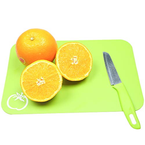 Carrollar Small Flexible Plastic Cutting Board Mats, Cutting Boards Mats With Food Icons, Gripped Back and Dishwasher Safe, Set of 4 (7.5x11.4inch)