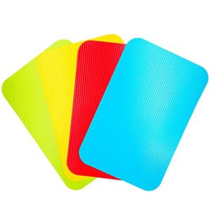 Carrollar Small Flexible Plastic Cutting Board Mats, Cutting Boards Mats With Food Icons, Gripped Back and Dishwasher Safe, Set of 4 (7.5x11.4inch)