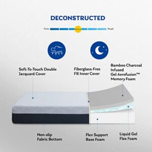 10 Inch Twin XL Memory Foam Mattress, Cool Gel Bamboo Bed Mattress in A Box, Made in USA, CertiPUR-US Certified, Breathable Medium Mattress