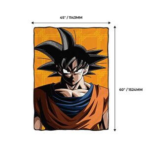 JUST FUNKY Dragon Ball Z Fleece Blanket Featuring Goku in His Simple Form | 45 X 60 Inches Blanket Great for Fans of The Series & Ideal for Home, Travel, and Gifts | Officially Licensed