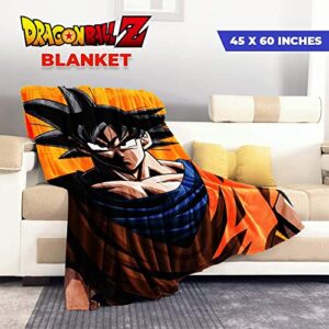 JUST FUNKY Dragon Ball Z Fleece Blanket Featuring Goku in His Simple Form | 45 X 60 Inches Blanket Great for Fans of The Series & Ideal for Home, Travel, and Gifts | Officially Licensed