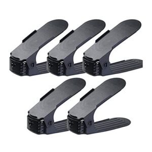 htllt practical and convenient shoe slots organizer adjustable shoe racks space saver shoe holder 5 piece set,black