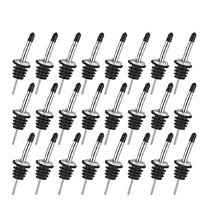 48 pack stainless steel classic bottle pourers tapered spout - liquor pourers with rubber dust caps