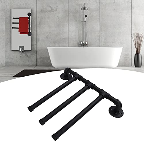 Camidy Industrial Style Iron Pipe Swing Out Towel Rack, Wall Mounted 3 Arm Rotation Towel Bar Rack Vintage Iron Pipe Towel Holder Storage Organizer