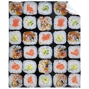 food sushi blanket cozy soft lightweight flannel throw blanket for bed sofa travel all season large 80"x60" adults