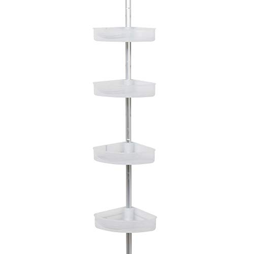 Zenna Home NeverRust Aluminum Tension Corner Shower Caddy in Satin Chrome and Frosted