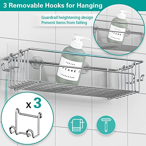 MIMIEYES Shower Caddy, 2 Pack Shower Caddy Bathroom Organizers, SUS 304 Stainless Steel Shower Shelf Inside Shower, Adhesive Wall Hanging Storage Organizer Shower Basket Kitchen Spice Rack