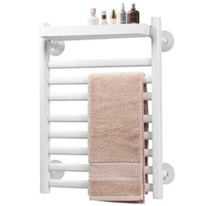 mat expert towel warmer rack, electric towel dryer rack w/8 bars, 110w wall mounted towel heater, aluminum alloy restroom rack, cloth towel heating drying rack w/top tray for home washroom
