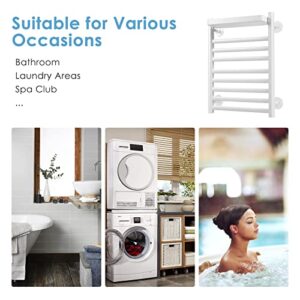 MAT EXPERT Towel Warmer Rack, Electric Towel Dryer Rack w/8 Bars, 110W Wall Mounted Towel Heater, Aluminum Alloy Restroom Rack, Cloth Towel Heating Drying Rack w/Top Tray for Home Washroom