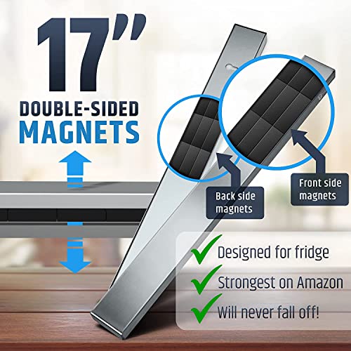 Premium Magnetic Knife Holder for Refrigerator that Doesn't Slide – 17 Inch Professional Double Sided Knife Strip for Fridge - Knife Rack/Knife Bar With Powerful Magnetic Pull Force (Upgraded Version)