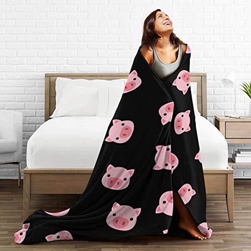 SARA NELL Pink Pig Blanket,Cute Cartoon Pig Face Flannel Fleece Throw Blanket,Super Soft Cozy Fluffy Warm Couch Bed Sofa Travelling Camping Blanket 60"X50" for Kids Adults All Season