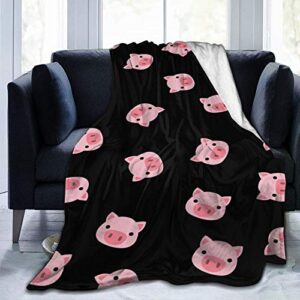 sara nell pink pig blanket,cute cartoon pig face flannel fleece throw blanket,super soft cozy fluffy warm couch bed sofa travelling camping blanket 60"x50" for kids adults all season
