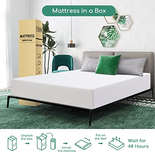 Airdown Queen Mattress, 12 Inch Memory Foam Mattress in a Box, Medium Feel Green Tea Gel Mattress for Pressure Relieving, CertiPUR-US Certified, Made in USA