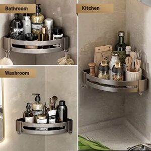 Shower Shelf Corner Caddy Organizers,Shower Caddy Corner with Removable Hooks,Adhesive Bathroom Caddy Storage,No Drilling Shower Shelves,Wall Mounted Corner Shower Caddy for Bathroom,Kitchen - 1 Tier