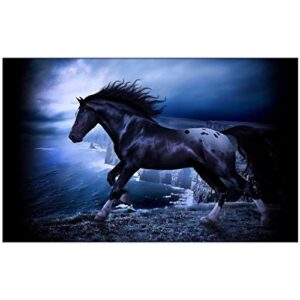 yisumei 60"x80" dark horse blanket cozy warm throw blankets lightweight soft plush fleece blanket with black horse