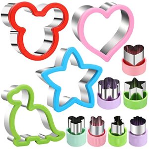 sandwiches cookie cutter set,mouse & dinosaur & heart & star shapes sandwich cutters cookie cutters vegetable cutters-food grade cookie cutter stamps mold decorate food for kids