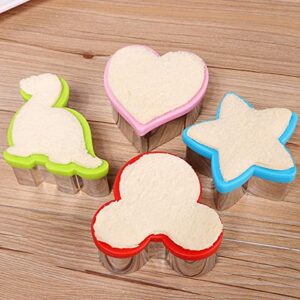 Sandwiches cookie Cutter set,Mouse & Dinosaur & Heart & Star Shapes Sandwich Cutters Cookie Cutters Vegetable cutters-Food Grade Cookie Cutter Stamps Mold Decorate Food for Kids