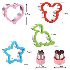 Sandwiches cookie Cutter set,Mouse & Dinosaur & Heart & Star Shapes Sandwich Cutters Cookie Cutters Vegetable cutters-Food Grade Cookie Cutter Stamps Mold Decorate Food for Kids