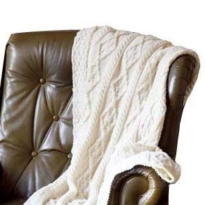 100% Irish Merino Wool Plaited Aran Celtic Cream Couch Throw Blanket 40”x 66” by Carraig Donn