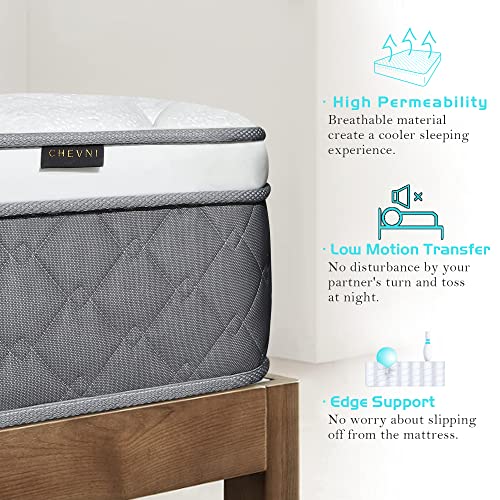 CHEVNI Queen Mattress, 10 inch Hybrid Mattress with Gel Memory Foam,Motion Isolation Individually Wrapped Pocket Coils, Euro Top Design Queen Size Mattresses