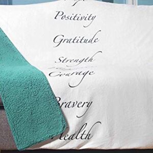 Plant Based Pros Healing Blanket with Inspirational Message of Love Hope Happiness Health - Super Soft Throw Blanket is The Perfect Recovery Blanket or Cancer Gift for Men and Women - Teal Blanket