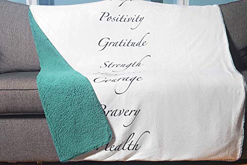 Plant Based Pros Healing Blanket with Inspirational Message of Love Hope Happiness Health - Super Soft Throw Blanket is The Perfect Recovery Blanket or Cancer Gift for Men and Women - Teal Blanket