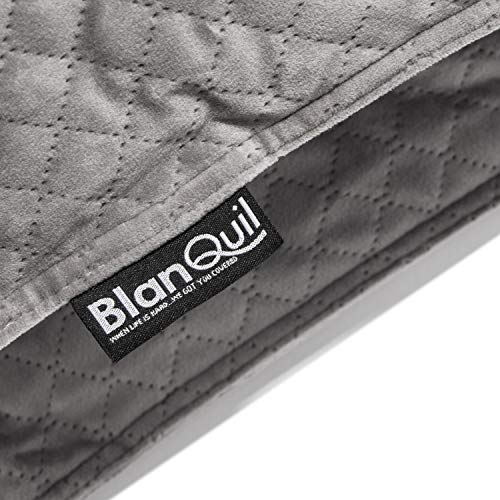 BlanQuil Quilted Weighted Blanket (Grey 20lb) W/Removable Cover, 48x72, Grey-20lb